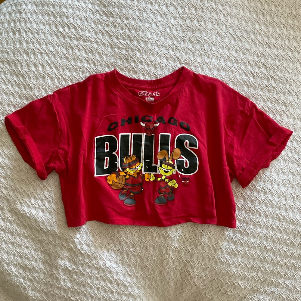 Garfield X NBA Chicago Bulls graphic crop tee Size M
